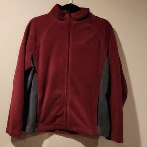 REEBOK fleece long sleeve full zip jacket burgundy and deep gray size Large
